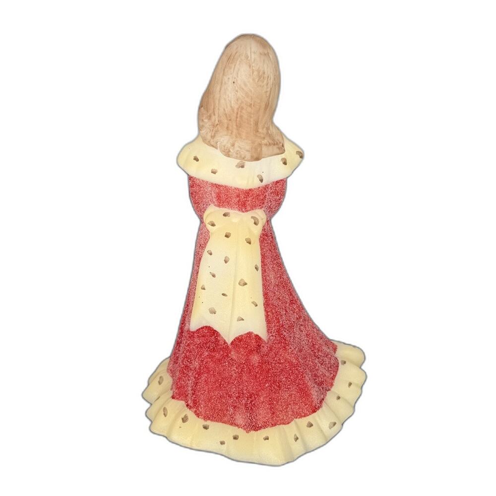 Fenton Christmas Bridesmaid Figurine Red Gown Wreath Hand Painted Signed